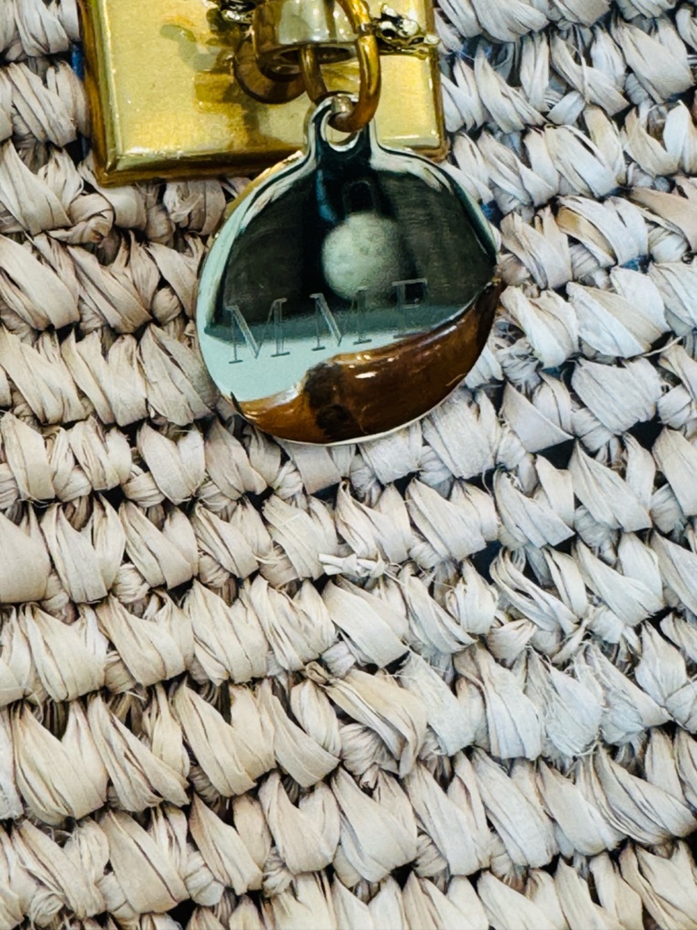 Mme Mink Astrud Tote Woven Straw Shoulder Bag with Bamboo Handle - Natural - Picture 9 of 11